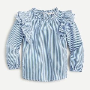 J. Crew Girls' ruffle-shoulder shirt in stripe size 12